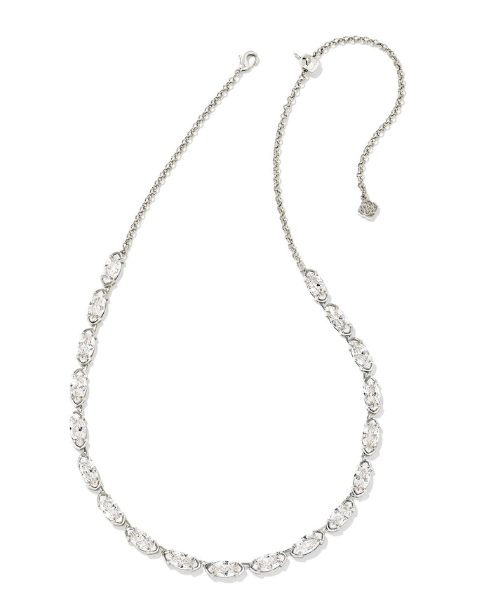 Genevieve Strand Necklace in Silver White CZ by Kendra Scott-Lemons and Limes Boutique
