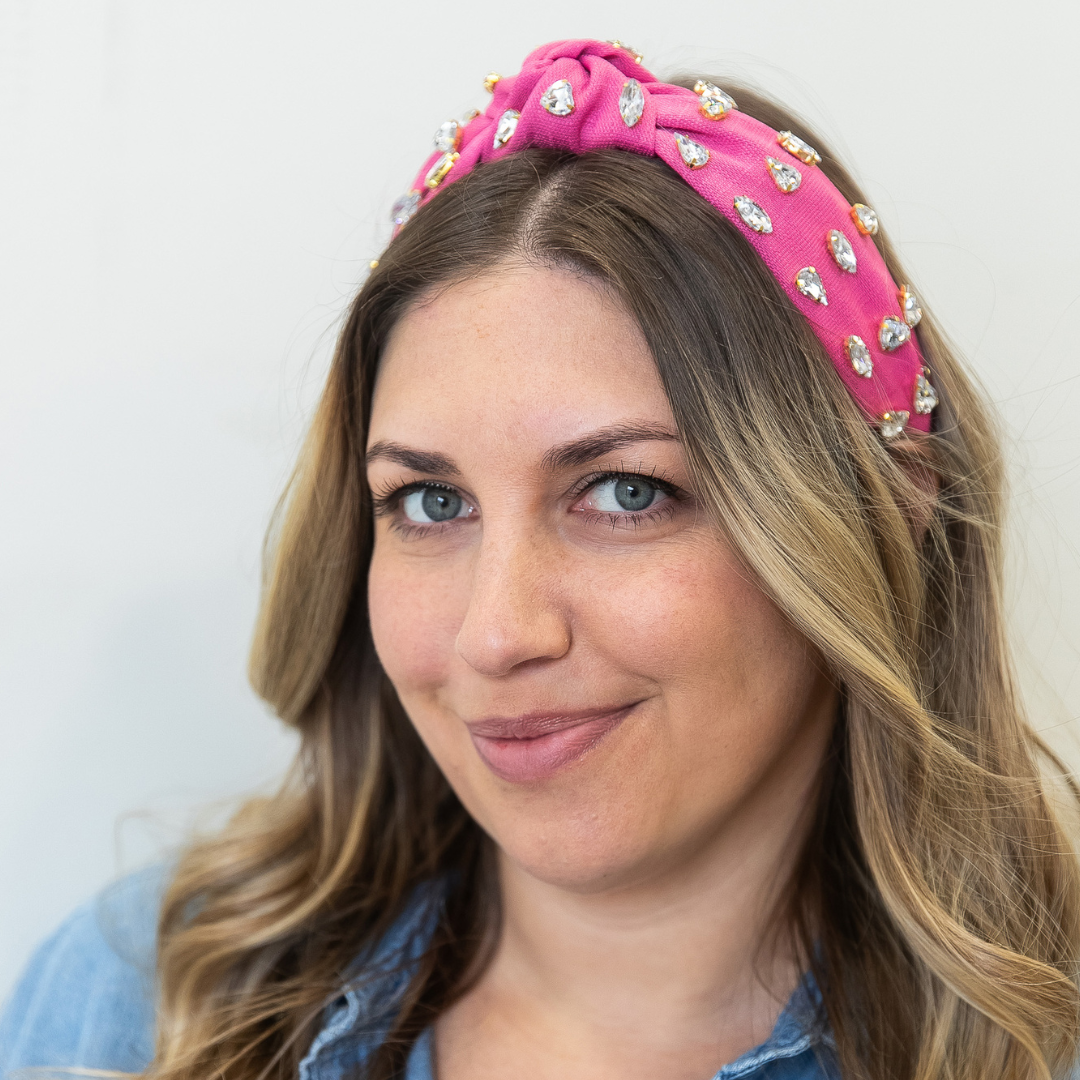 Traditional Woven Headband in Hot Pink Gem--Lemons and Limes Boutique