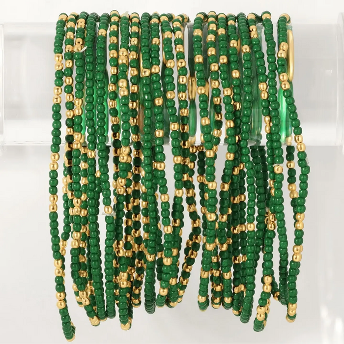 Stretch Seed Bead Solid Game Day Bracelet in Green-Lemons and Limes Boutique