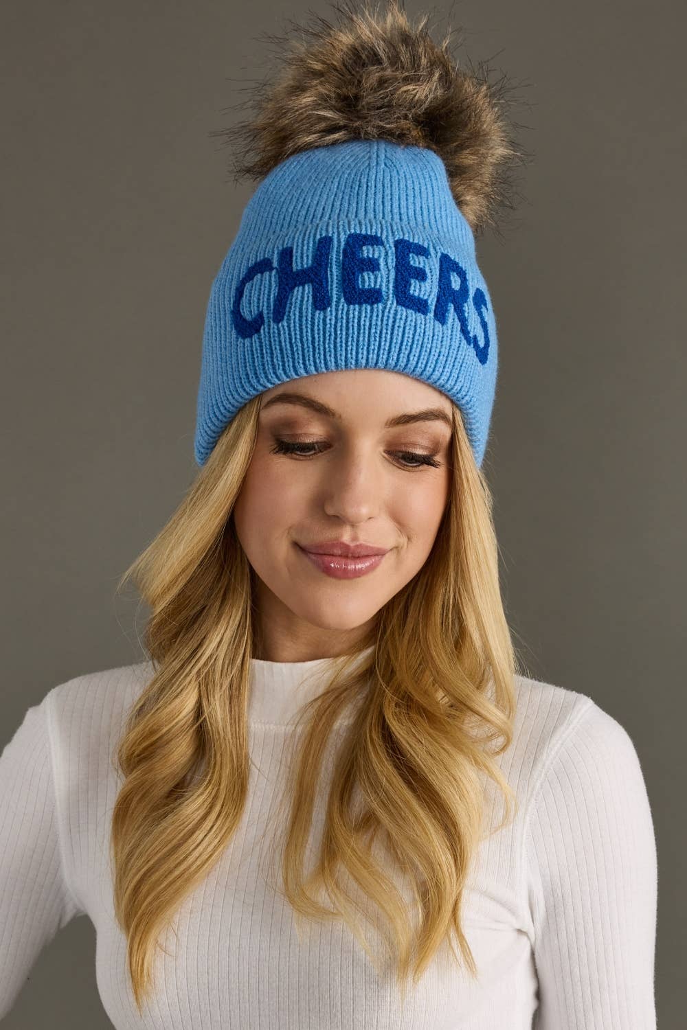 Blue Cheers Knit Pom Hat-Lemons and Limes Boutique
