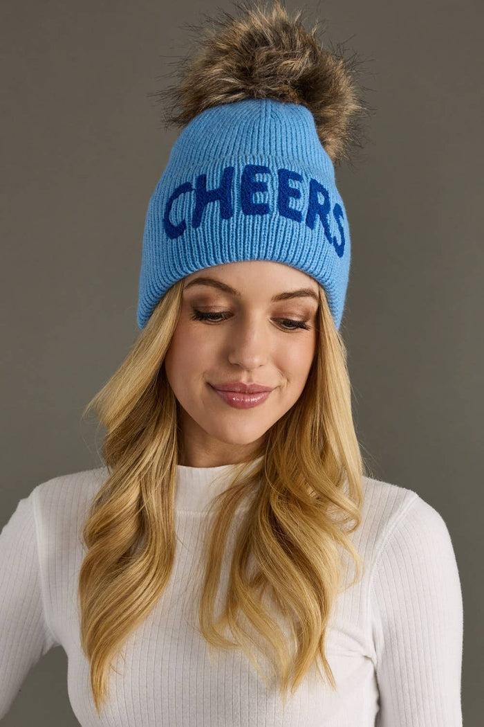 Blue Cheers Knit Pom Hat-Lemons and Limes Boutique