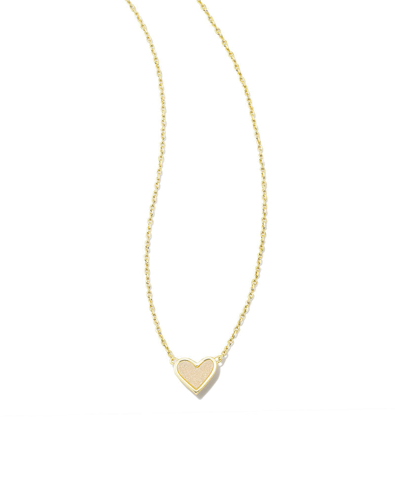 Framed Ari Heart Pendant in Gold Iridescent Drusy by Kendra Scott-Lemons and Limes Boutique