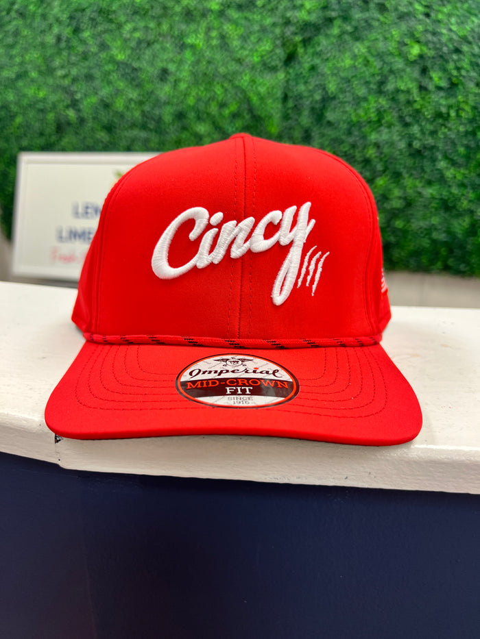 Mid-Crown In Red with Red Rope by The Cincy Hat--Lemons and Limes Boutique