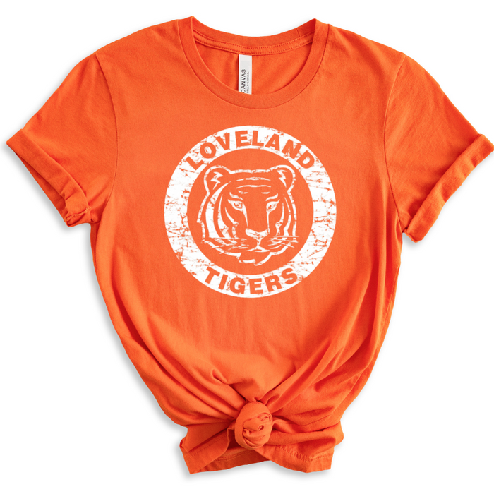Loveland Tigers Vintage Circle Short Sleeve TShirt-Lemons and Limes Boutique
