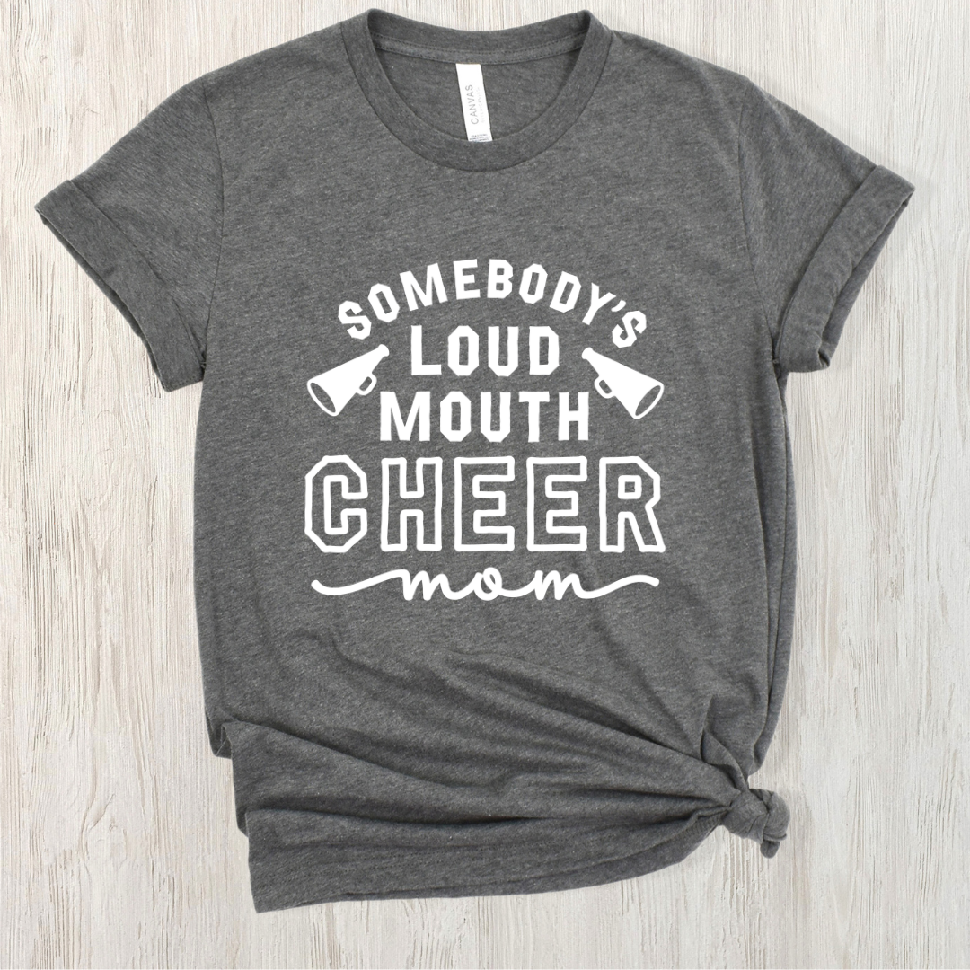 Loud Mouth Cheer Mom Short Sleeve Tee-Lemons and Limes Boutique