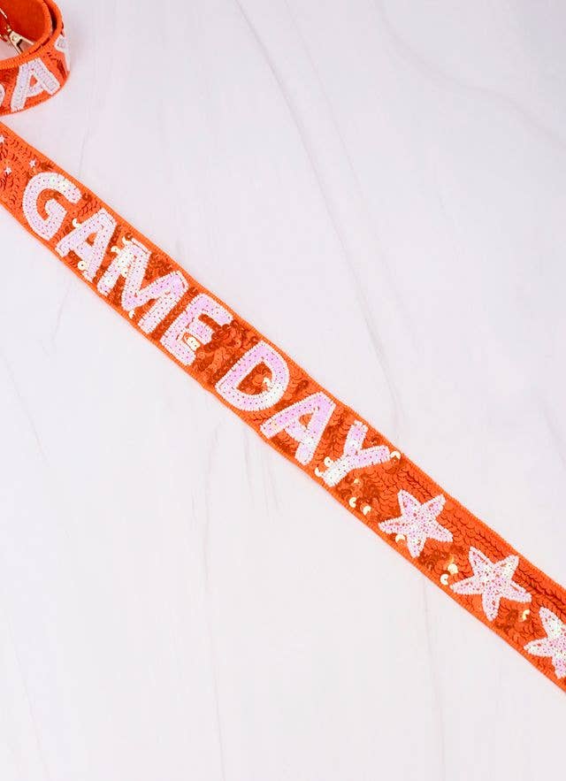 Game Day Star Sequin Strap in Orange--Lemons and Limes Boutique