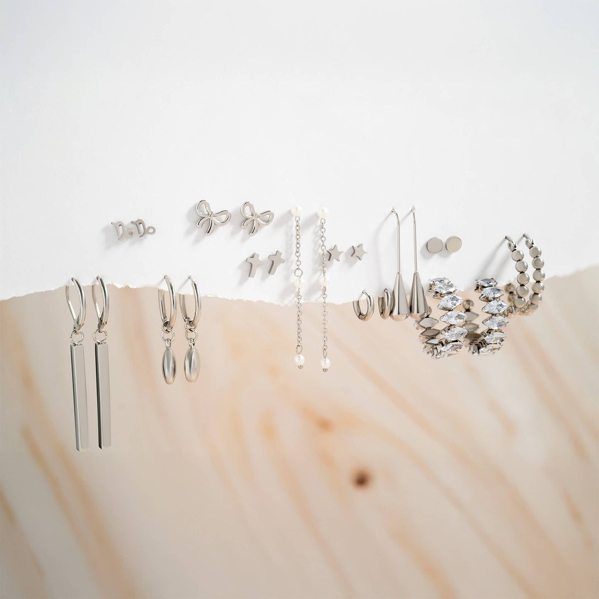 18K Gold PVD Stainless Steel Marquis CZ Stone Hoop Earrings-Lemons and Limes Boutique