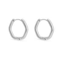 18K Gold PVD Stainless Steel Rounded Geometric Huggie Hoop Earrings / ERJ0006: Stainless-Lemons and Limes Boutique