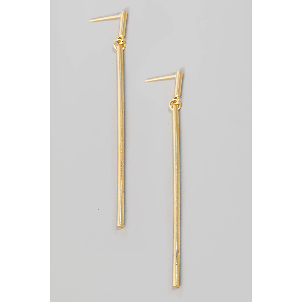 Long Metallic Bar Dangle Earrings in Gold-Lemons and Limes Boutique