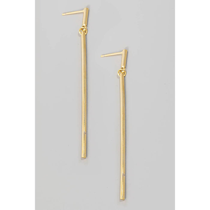 Long Metallic Bar Dangle Earrings in Gold-Lemons and Limes Boutique