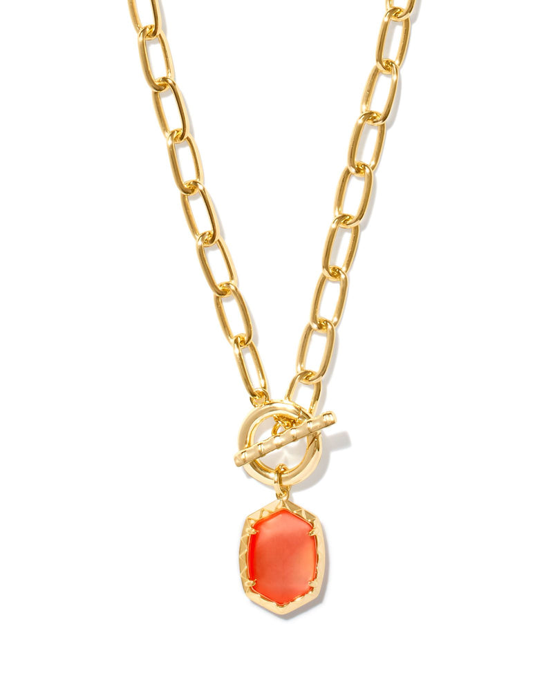 Daphne Link and Chain Necklace in Gold Coral Pink Mother of Pearl by Kendra Scott--Lemons and Limes Boutique