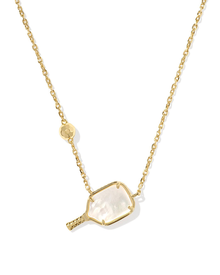 Pickleball Short Pendant Necklace in Gold Ivory Mother of Pearl by Kendra Scott-Lemons and Limes Boutique