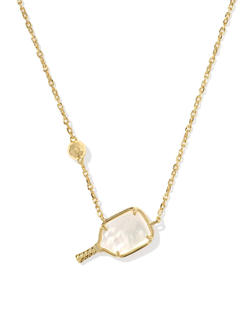 Pickleball Short Pendant Necklace in Gold Ivory Mother of Pearl by Kendra Scott-Lemons and Limes Boutique