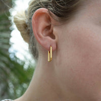 18K Gold PVD Rounded Rectangle Everyday Huggie Earrings: Stainless-Lemons and Limes Boutique
