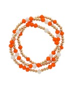 Gameday Faceted Beaded Bracelets in Orange and White-Lemons and Limes Boutique
