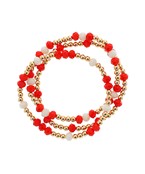 Gameday Faceted Beaded Bracelets in Red and White-Lemons and Limes Boutique