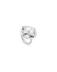 Crafted Sterling Silver-Plated Ring with Pearl--Lemons and Limes Boutique