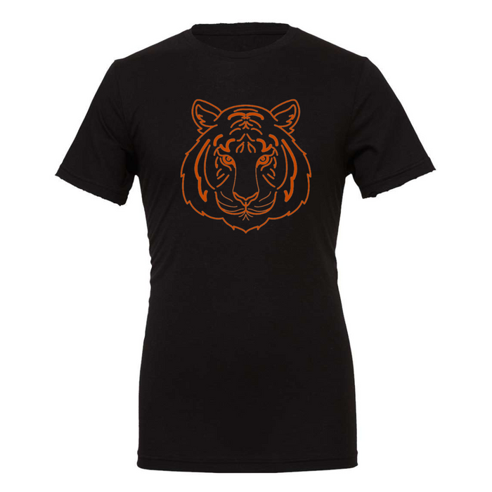 Orange Tiger Face T-Shirt on Solid Black-Graphic Tee-Lemons and Limes Boutique