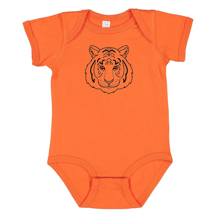 Tiger Face Short Sleeve Body Suit on Orange-INFANT--Lemons and Limes Boutique
