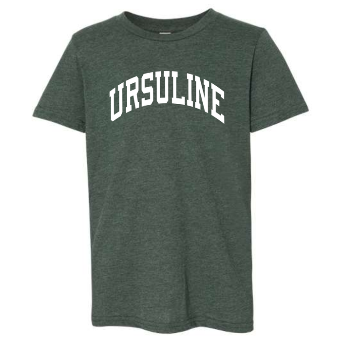 Curved Ursuline T-Shirt on Heather Forest-Lemons and Limes Boutique