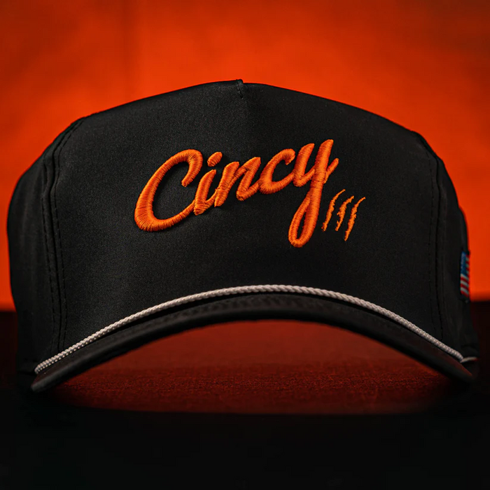 Rope Hat Black with Orange Logo by The Cincy Hat--Lemons and Limes Boutique