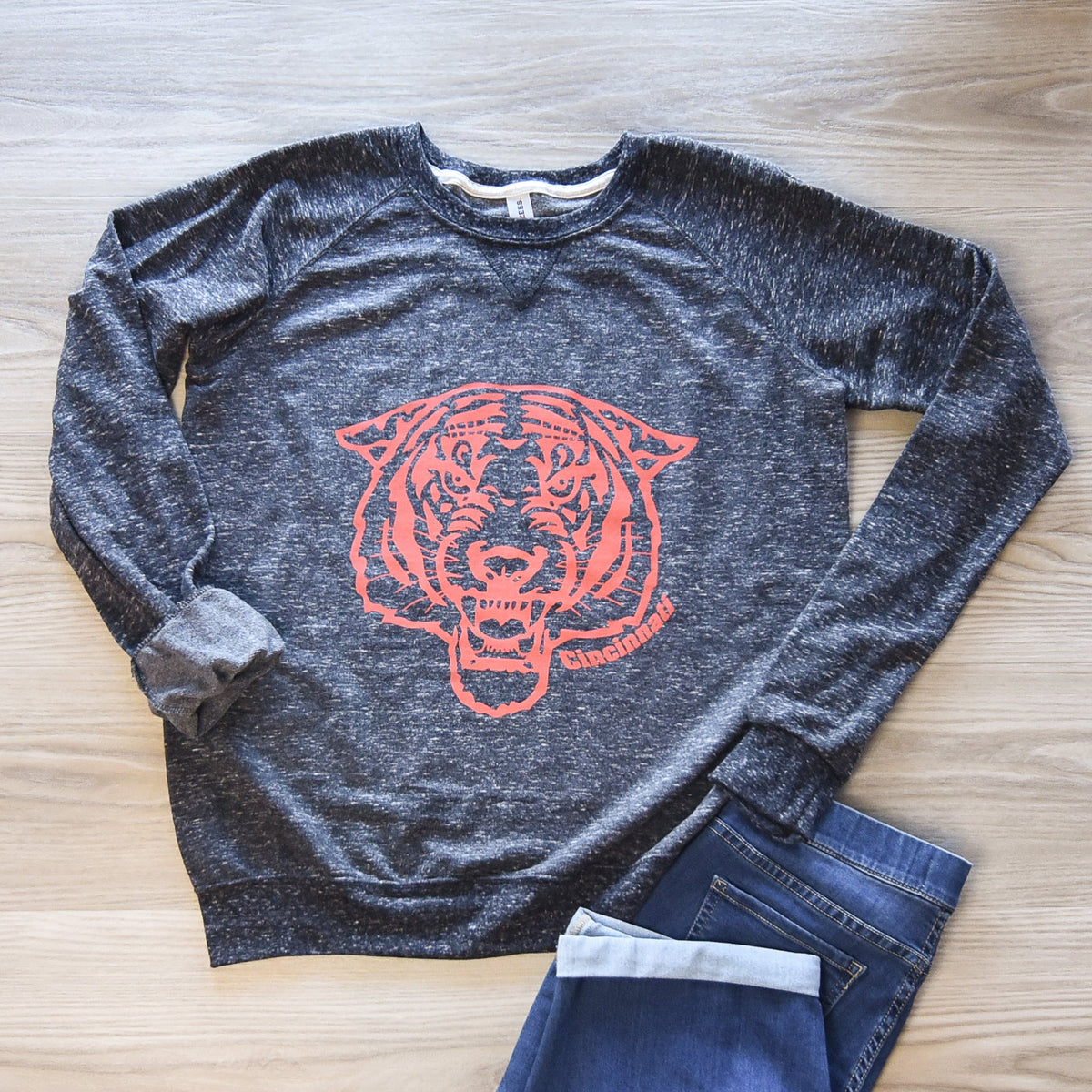 Womens Tiger Face Crew- Bengals PRO SHOP ONLY-Lemons and Limes Boutique