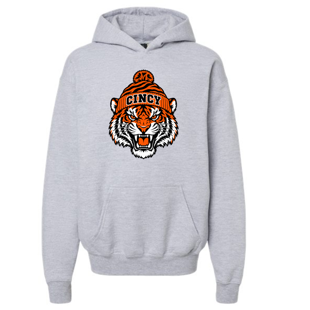 Fierce Cincy Tiger with Beanie Athletic Grey Hoodie