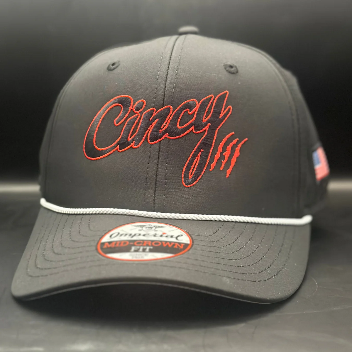 Scholarship Series Mid Crown Hat in Black and Red Eclipse with White Rope by The Cincy Hat-Lemons and Limes Boutique