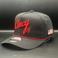 Scholarship Series True Fit Hat Black with Red Cincy and Red Rope Hat by The Cincy Hat-Lemons and Limes Boutique