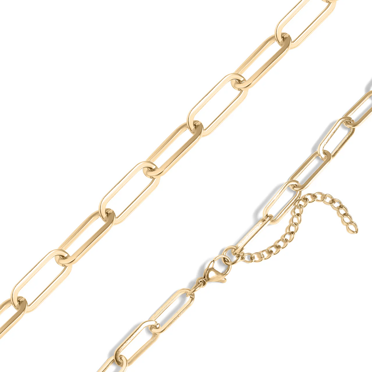 18K Gold PVD Stainless Steel Paperclip Chain Necklace 16"