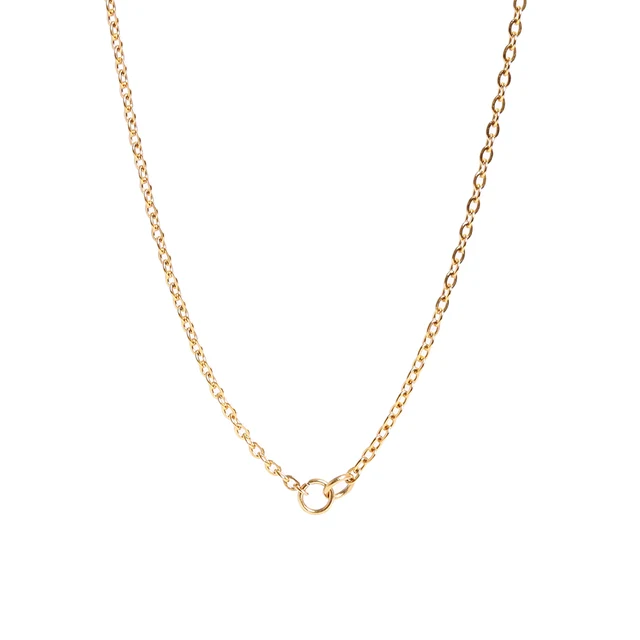 18K Gold PVD Stainless Steel Loop Connector Chain Necklace in Gold and Silver