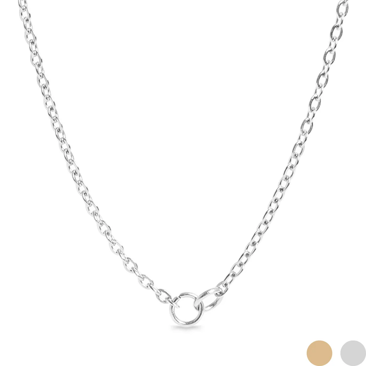 18K Gold PVD Stainless Steel Loop Connector Chain Necklace in Gold and Silver