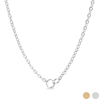 18K Gold PVD Stainless Steel Loop Connector Chain Necklace in Gold and Silver