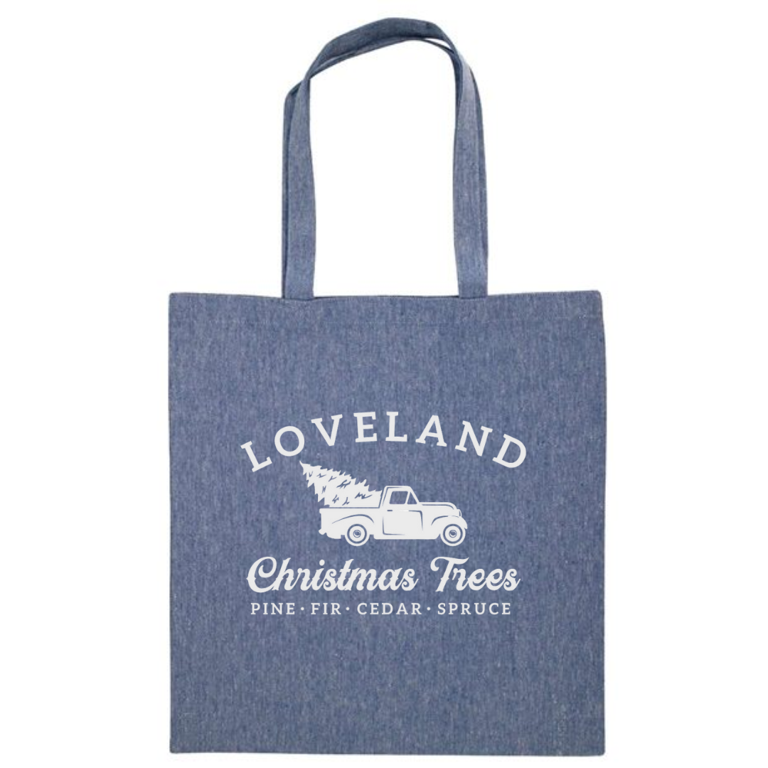 Loveland Christmas Trees Tote in Denim--Lemons and Limes Boutique