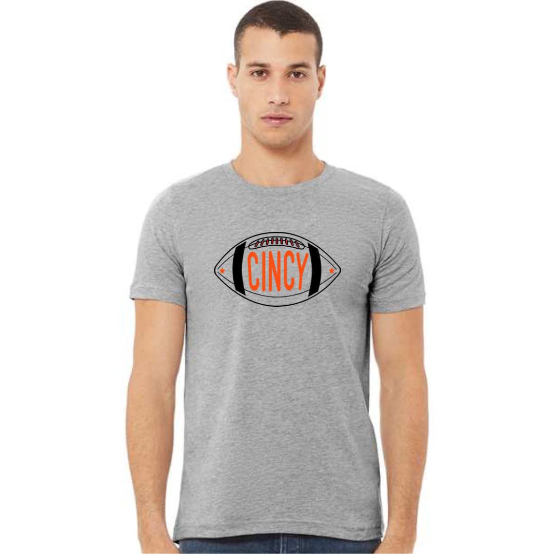 Cincy Football T-Shirt on Athletic Gray--Lemons and Limes Boutique