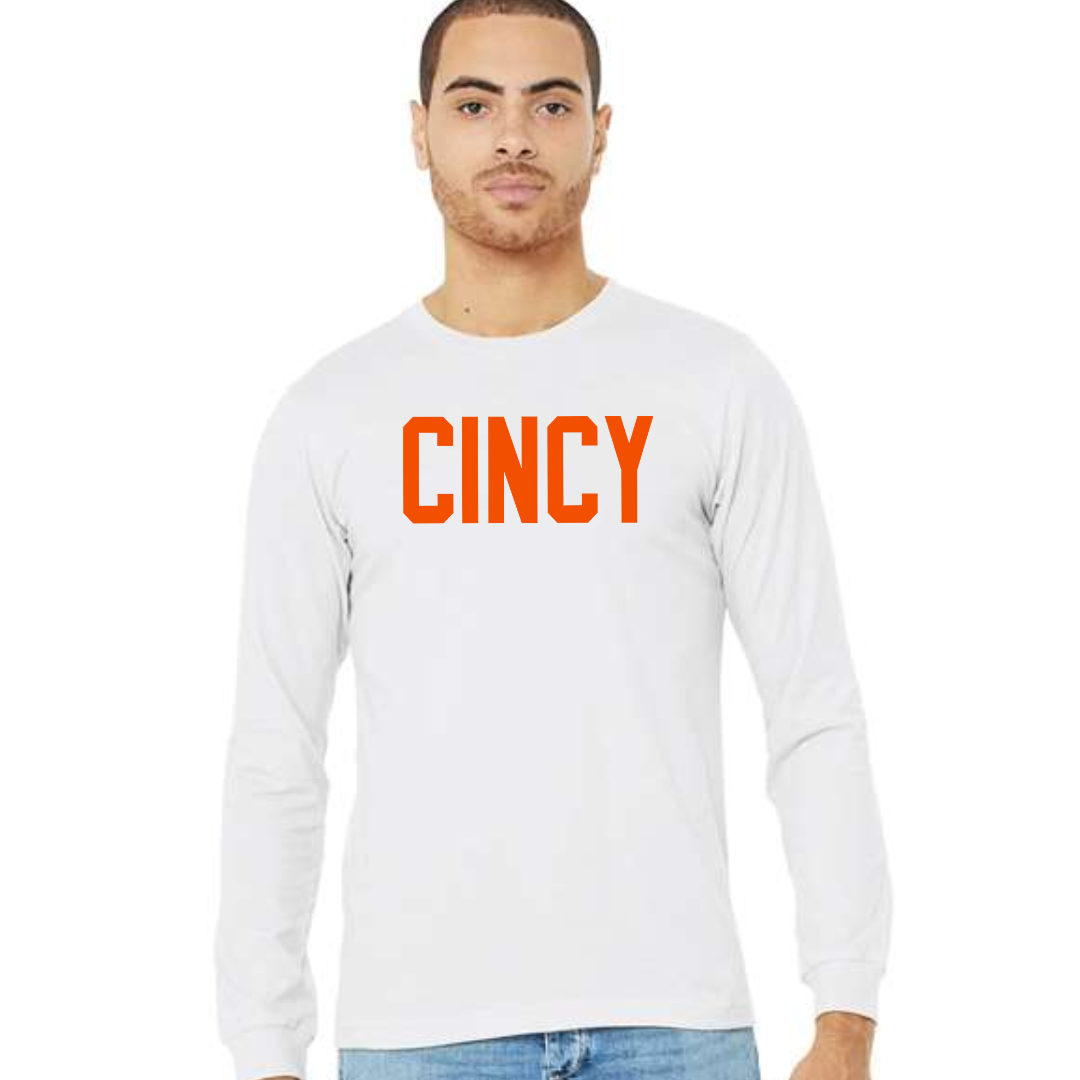 CINCY Block Long Sleeve T-Shirt on White-Lemons and Limes Boutique