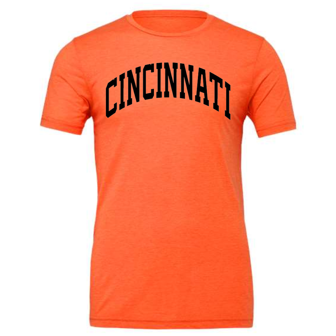 Cincinnati Black Curve T-Shirt on Orange-Lemons and Limes Boutique