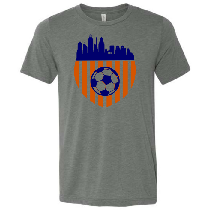 Cincy Soccer Skyline Unisex T-Shirt on Deep Heather-Lemons and Limes Boutique