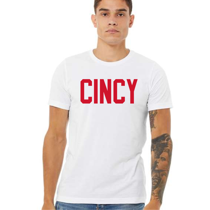 Red Block Cincy T-Shirt on White-Lemons and Limes Boutique