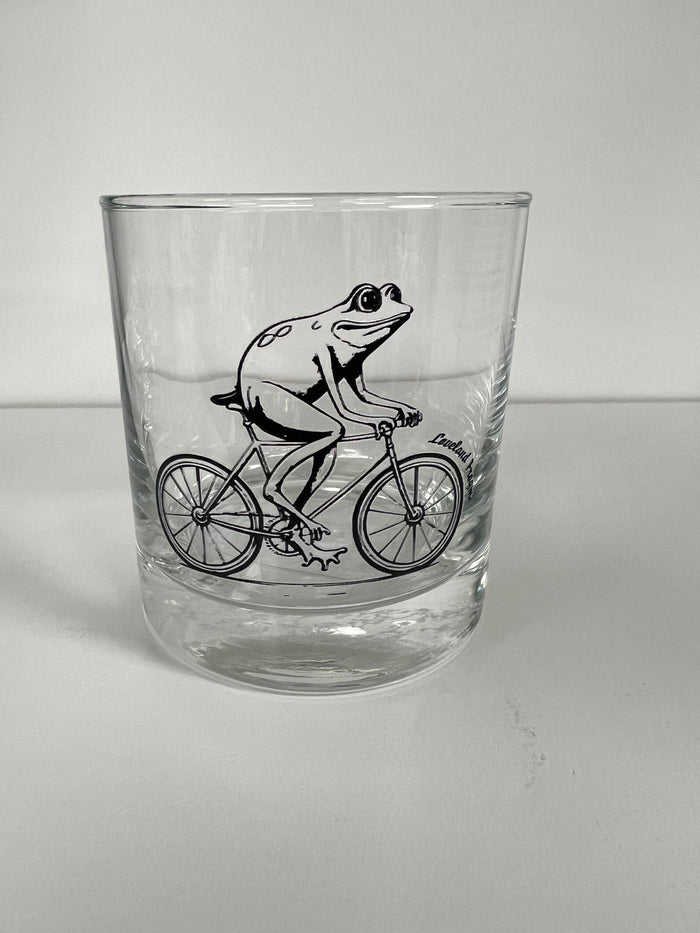 Frogman on Bike Old Fashioned Glass-Lemons and Limes Boutique