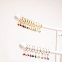 18K Gold PVD Birthstone Huggie Earrings