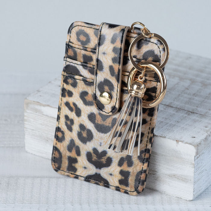 Candace Keychain Card Wallet-Brown Leopard-Clutch-Lemons and Limes Boutique