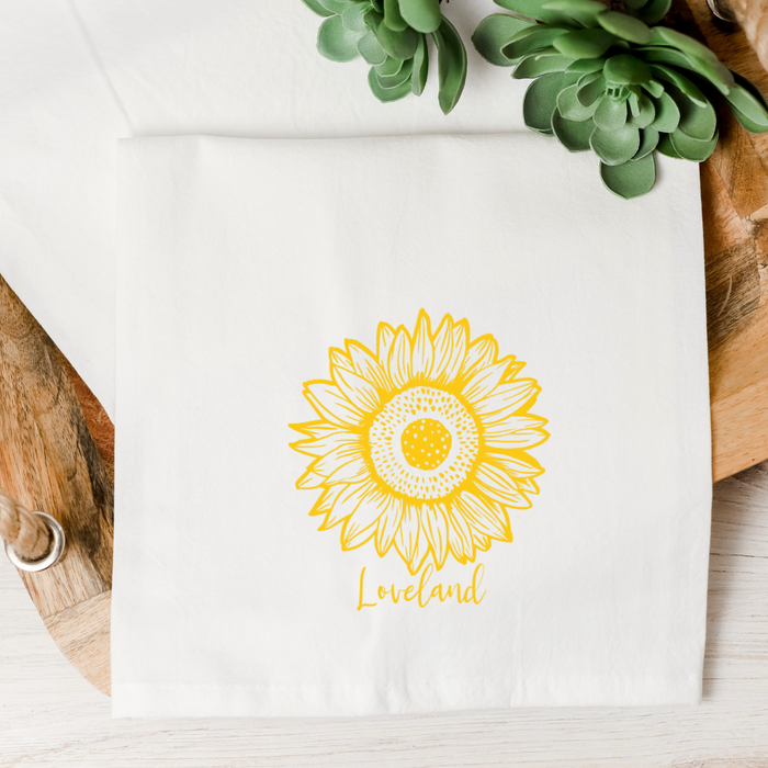 Loveland Sunflower Tea Towel--Lemons and Limes Boutique