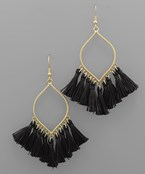 Marquise and Tassel Earrings in Black and Worn Gold-Lemons and Limes Boutique