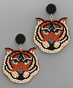 Beaded Tiger Earrings with Black Drop-Lemons and Limes Boutique
