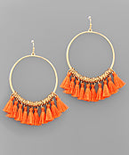Multi Tassel Charm Circle Earrings in Orange-Lemons and Limes Boutique