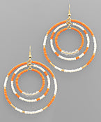 3 Beaded Circle Earrings in Orange and White-Lemons and Limes Boutique