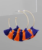 Tassel & Bead Teardrop Earrings in Orange and Navy