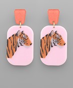 Tiger Printed Earrings in Pink with Orange Drop-Lemons and Limes Boutique