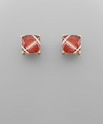 Cushion Cut Football Stud Earrings--Lemons and Limes Boutique